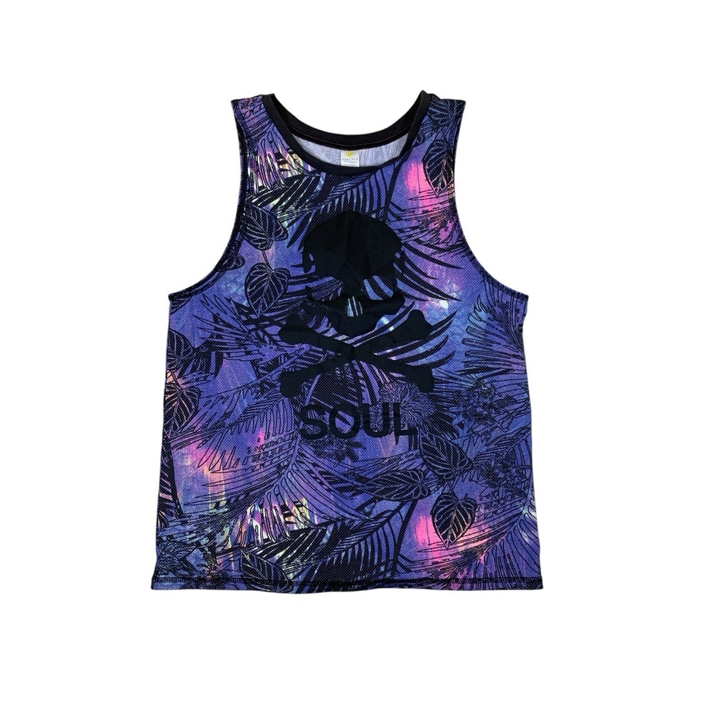SoulCycle Performance Purple Skull Graphic Athletic Tank Top Large